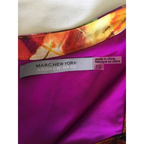 Marc New York Andrew Marc Dress Size 12 Multicolor Short Sleeve V-Neck - Picture 7 of 12